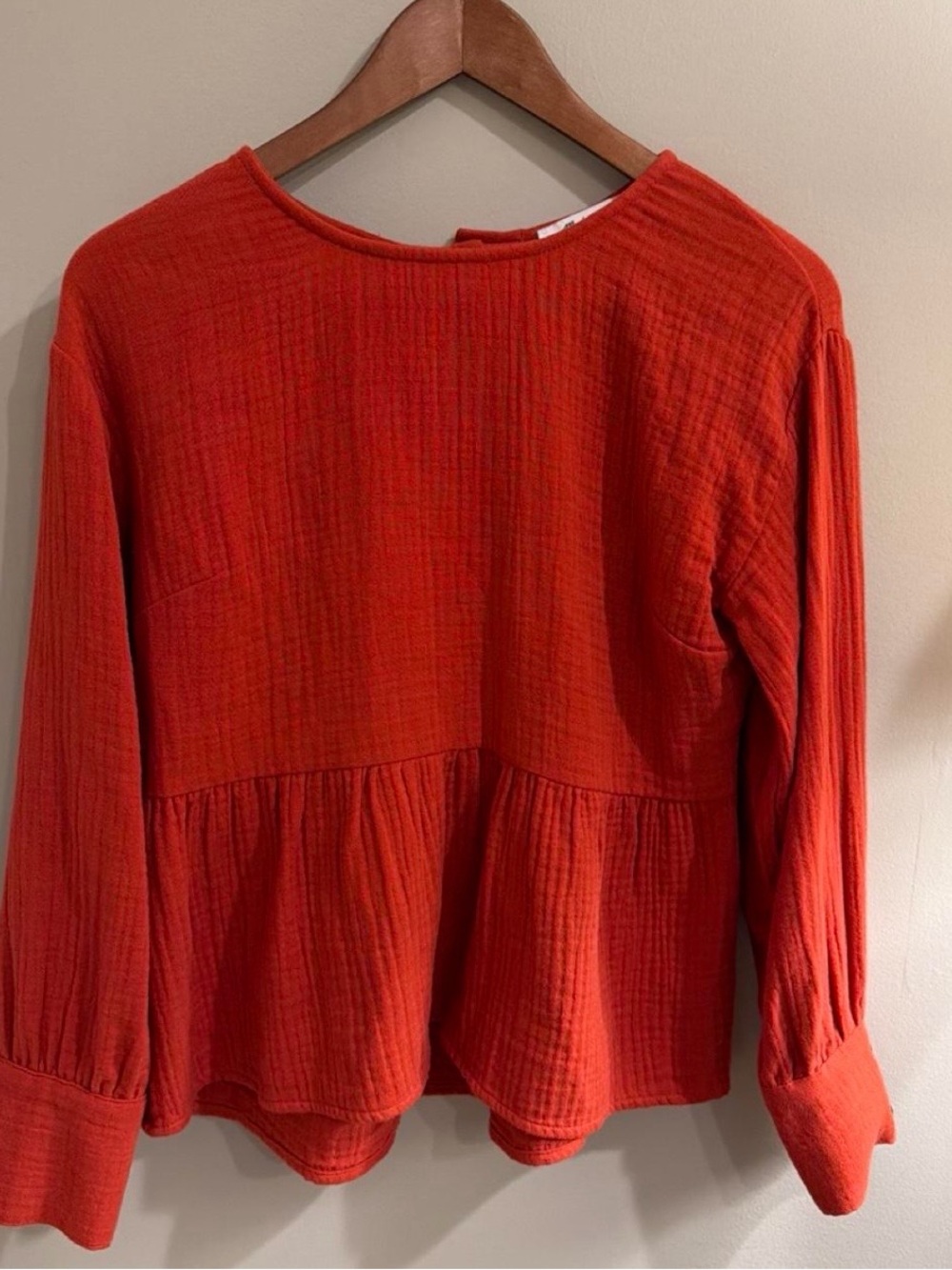 Madewell Rust Orange Peplum Button Back Blouse XS